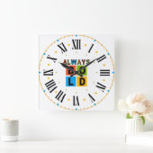 Altijd gebold kleurrijke vierkant wandklok (Huis)