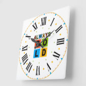 Altijd gebold kleurrijke vierkant wandklok (Hoek)