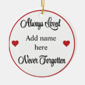 Altijd geliefd, nooit vergeten. Bewerkbare naam Keramisch Ornament (Voorkant)