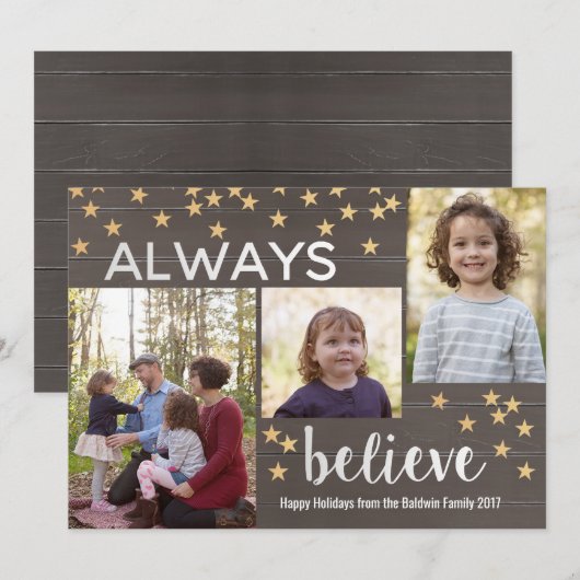 Altijd geloven dat een persoonlijke kerstfotokaart feestdagenkaart (Voorkant / Achterkant)