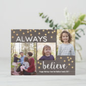 Altijd geloven dat een persoonlijke kerstfotokaart feestdagenkaart (Staand voorkant)