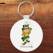 Altijd Geluk Groene Dwerg & Monogram op Wit Sleutelhanger (Voorkant)