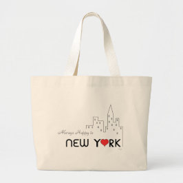 Altijd gelukkig in New York met hart Grote Tote Bag