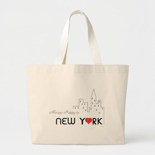 Altijd gelukkig in New York met hart Grote Tote Bag (Voorkant)