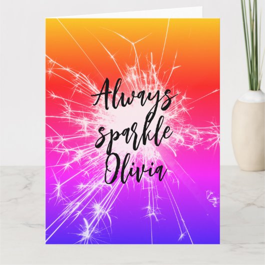Altijd Glanzen Motiverend Roze aangepaste naam Kaart (Voorkant)