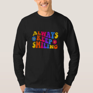 Altijd Glimlachen Retro 1970s Sla Jargon Psychede T-shirt