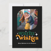 Altijd groen & helder modern retro kerst foto feestdagenkaart (Voorkant)