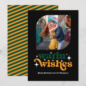 Altijd groen & helder modern retro kerst foto feestdagenkaart (Voorkant / Achterkant)