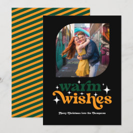 Altijd groen & helder modern retro kerst foto feestdagenkaart