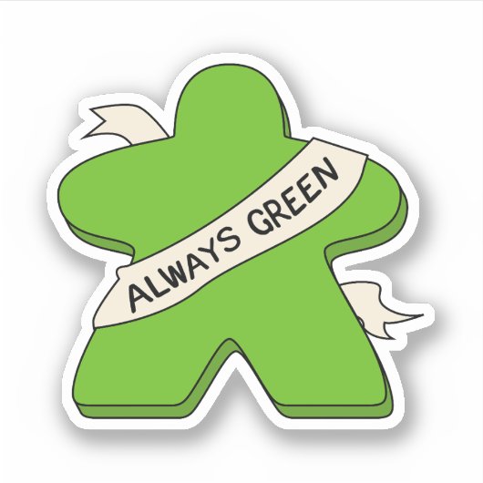 Altijd Groen Meeple bordspel Sticker (Voorkant)