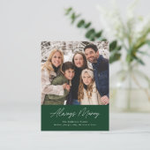 Altijd groene, minimalistische foto feestdagenkaart (Staand voorkant)