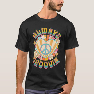 Altijd Groovin Retro 60s  Hippie Style Peac T-shirt