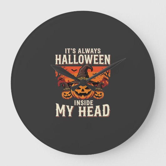 Altijd Halloween Pompoen Heks Ontwerp_1 Grote Klok (Voorkant)