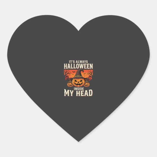 Altijd Halloween Pompoen Heks Ontwerp_1 Hart Sticker (Voorkant)