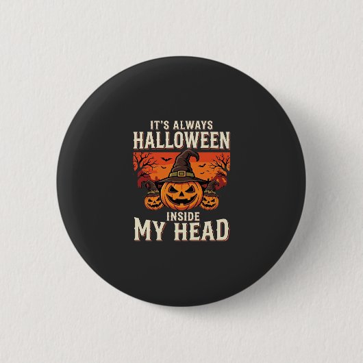 Altijd Halloween Pompoen Heks Ontwerp_1 Ronde Button 5,7 Cm (Voorkant)
