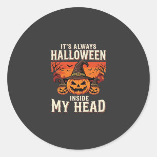 Altijd Halloween Pompoen Heks Ontwerp_1 Ronde Sticker