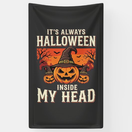 Altijd Halloween Pompoen Heks Ontwerp_1 Spandoek (Verticaal)