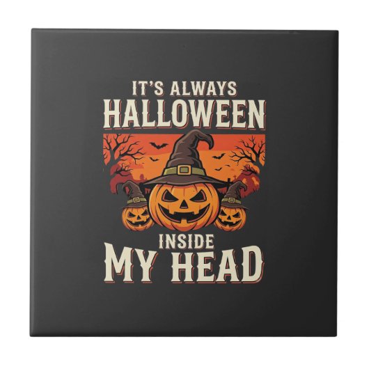 Altijd Halloween Pompoen Heks Ontwerp_1 Tegeltje (Voorkant)