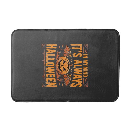 Altijd Halloween Pompoen Vleermuis Vector Ontwerp_ Badmat (Voorkant)