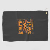 Altijd Halloween Pompoen Vleermuis Vector Ontwerp_ Golfhanddoek (Horizontaal)