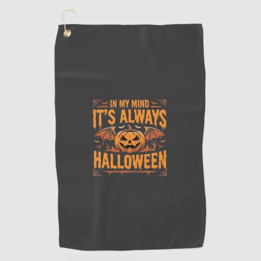 Altijd Halloween Pompoen Vleermuis Vector Ontwerp_ Golfhanddoek (Voorkant)