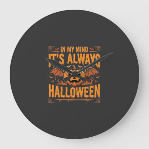 Altijd Halloween Pompoen Vleermuis Vector Ontwerp_ Grote Klok