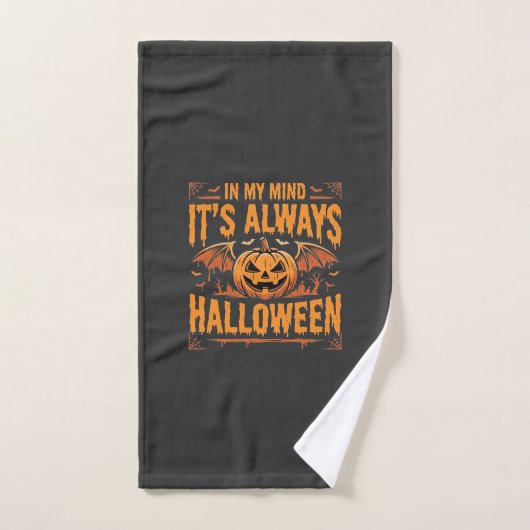 Altijd Halloween Pompoen Vleermuis Vector Ontwerp_ Handdoek (Handdoek)