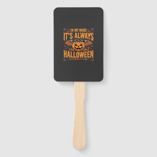 Altijd Halloween Pompoen Vleermuis Vector Ontwerp_ Handwaaier (Voorkant)