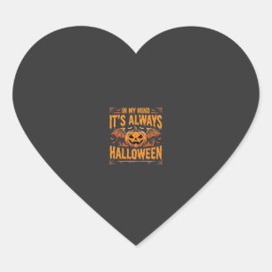 Altijd Halloween Pompoen Vleermuis Vector Ontwerp_ Hart Sticker