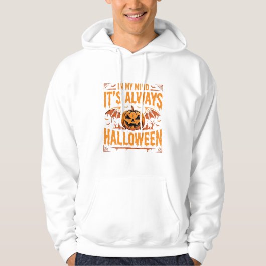 Altijd Halloween Pompoen Vleermuis Vector Ontwerp_ Hoodie (Voorkant)