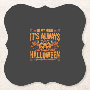 Altijd Halloween Pompoen Vleermuis Vector Ontwerp_ Kartonnen Onderzetters