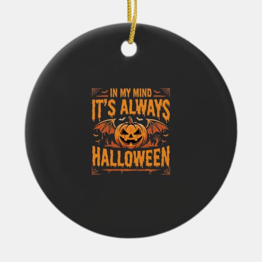 Altijd Halloween Pompoen Vleermuis Vector Ontwerp_ Keramisch Ornament (Voorkant)