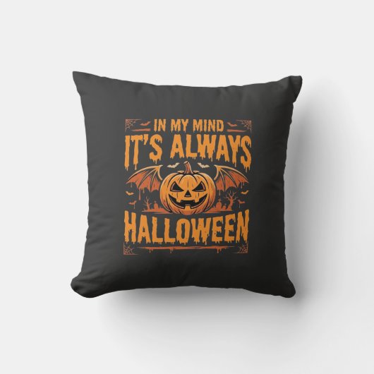 Altijd Halloween Pompoen Vleermuis Vector Ontwerp_ Kussen (Voorkant)