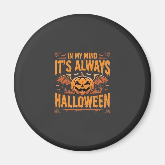 Altijd Halloween Pompoen Vleermuis Vector Ontwerp_ Magneet (Voorkant)