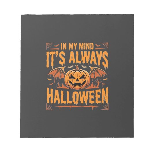 Altijd Halloween Pompoen Vleermuis Vector Ontwerp_ Notitieblok (Voorkant)