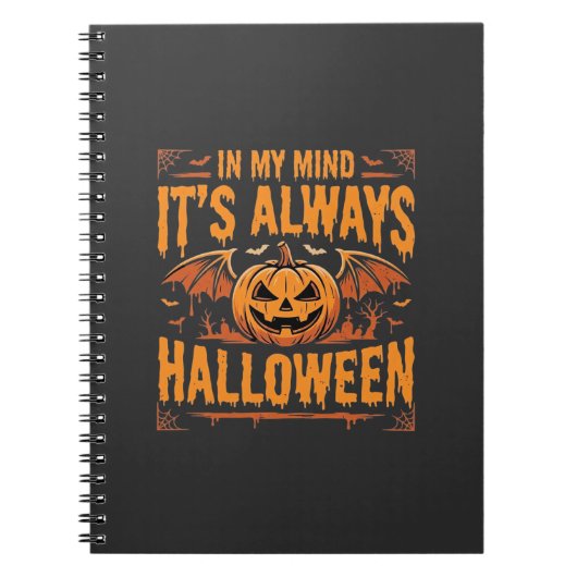 Altijd Halloween Pompoen Vleermuis Vector Ontwerp_ Notitieboek (Voorkant)