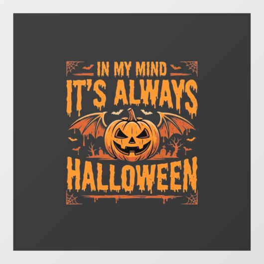 Altijd Halloween Pompoen Vleermuis Vector Ontwerp_ Raamsticker (Vel)
