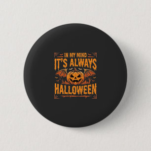 Altijd Halloween Pompoen Vleermuis Vector Ontwerp_ Ronde Button 5,7 Cm