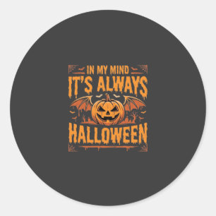 Altijd Halloween Pompoen Vleermuis Vector Ontwerp_ Ronde Sticker
