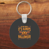 Altijd Halloween Pompoen Vleermuis Vector Ontwerp_ Sleutelhanger (Voorkant)