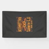 Altijd Halloween Pompoen Vleermuis Vector Ontwerp_ Spandoek (Horizontaal)