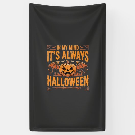 Altijd Halloween Pompoen Vleermuis Vector Ontwerp_ Spandoek (Verticaal)