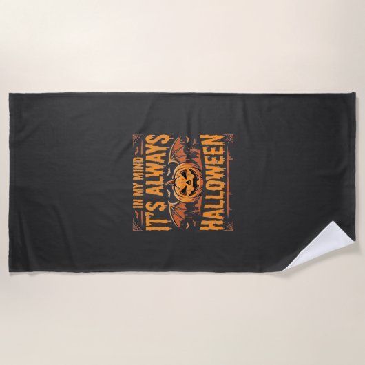 Altijd Halloween Pompoen Vleermuis Vector Ontwerp_ Strandlaken (Voorkant)