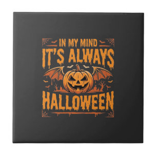 Altijd Halloween Pompoen Vleermuis Vector Ontwerp_ Tegeltje