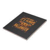 Altijd Halloween Pompoen Vleermuis Vector Ontwerp_ Tegeltje (Zijkant)
