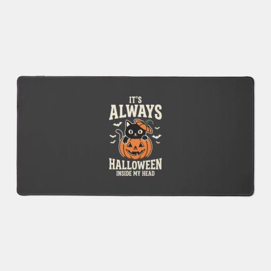 Altijd Halloween Zwarte Kat Pompoen Ontwerp Bureaumat (Voorkant)