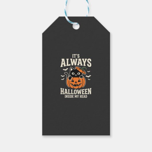 Altijd Halloween Zwarte Kat Pompoen Ontwerp Cadeaulabel (Voorkant)