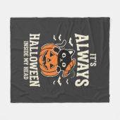 Altijd Halloween Zwarte Kat Pompoen Ontwerp Fleece Deken (Voorkant (Horizontaal))