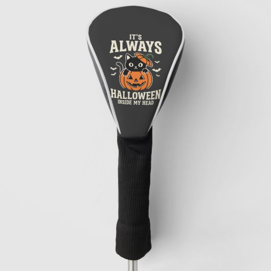 Altijd Halloween Zwarte Kat Pompoen Ontwerp Golfheadcover (Voorkant)