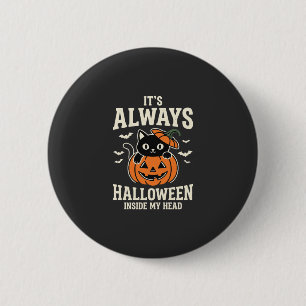 Altijd Halloween Zwarte Kat Pompoen Ontwerp Ronde Button 5,7 Cm